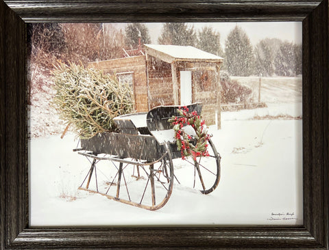 Irvin Hoover Grandpa's Sleigh Christmas Art Premium Framed (Wood) Print-28 x 22