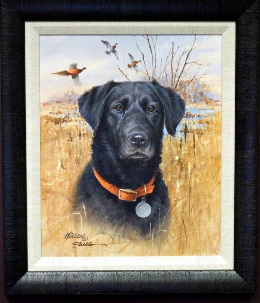 James Killen Top Dog-Black Lab Canvas-Signed-Framed