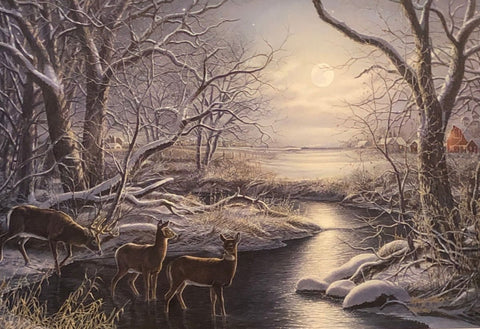 James Meger Silent Night Deer Creek S/N Art Print 24 x 16