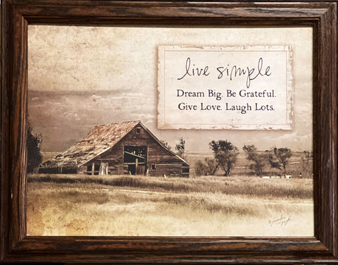 Jeniffer Pugh Live Simply Farm Inspirational Art Print-Framed 18.5 x 14.5