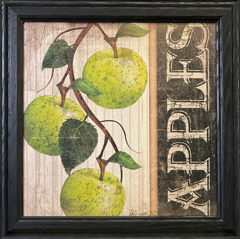 Jennifer Pugh Green Apples Art Print Framed 14.5 x 14.5
