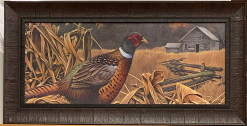 Jerry Gadamus Pheasant feast S/N Art Print-Framed 28.5 x 14.5