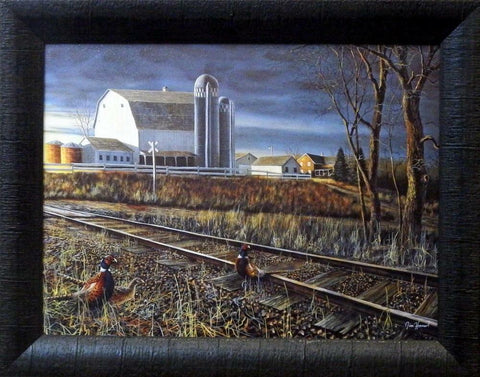 Jim Hansel At The Crossing Pheasant Studio Canvas Framed Print- 19 x 15