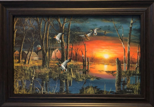 Jim Hansel Autumn Visitors Duck Farm Art Print-Framed Decorator 14.5 x 10