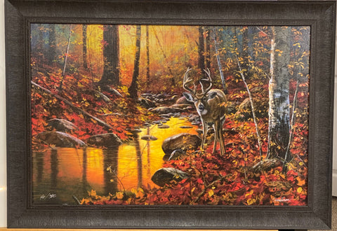 Jim Hansel Close Encounter Deer Fall Art Print-Framed 34 x 24