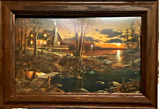 Jim Hansel Comforts of Home Cabin Lake Print-Framed Decorator 14.5 x 10