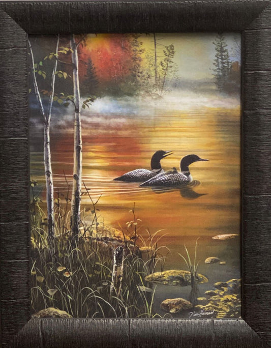 Jim Hansel Family Outing Loon Lake Art Print-Framed 15 x 19