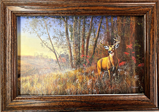 Jim Hansel Misty Morning Deer Bow Hunting Art Print-Framed Decorator 14.5 x 11.5