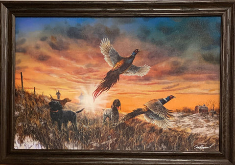 Jim Hansel Opening Day Pheasant Dog Hunting Art Print-Framed (Wood) 33 x 23