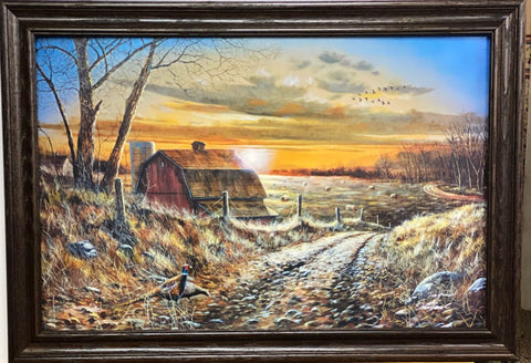 Jim Hansel S/N Pheasant Farm Art Print The road less Traveled Framed Print-33 x 23