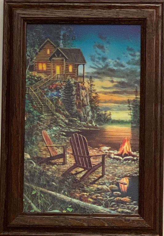 Jim Hansel Summer Pleasures Framed Decorator Summer Lake Scene 10 x 14.5