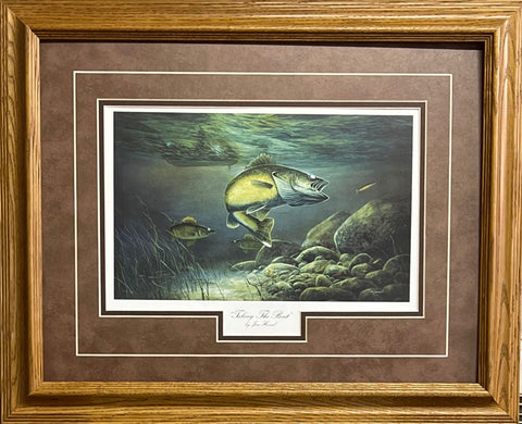 Jim Hansel Taking the Bait-Framed Wallye Art Print-Framed  21"x17" Open Edition FREE SHIPPING