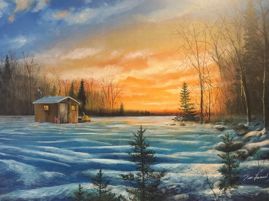 Jim Hansel The Best Kept Secret Fishing Snowmobile Art Print-16 x 12