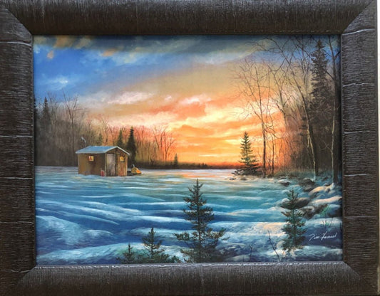 Jim Hansel The Best kept secret Ice Fishing Art Print-Framed