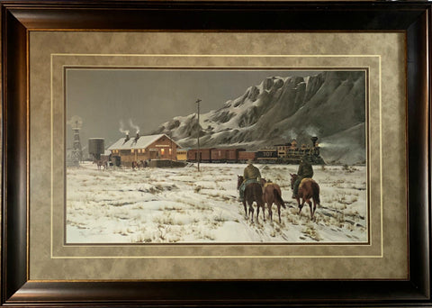 Jodie Boren Cowboy Train S/N Art Print-Framed 34.5 x 24.5