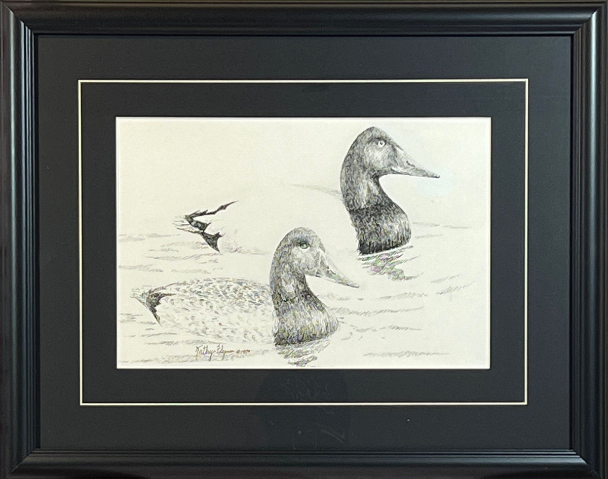 Kathy Flynn Duck Pencil Sketch Framed 20 X 16