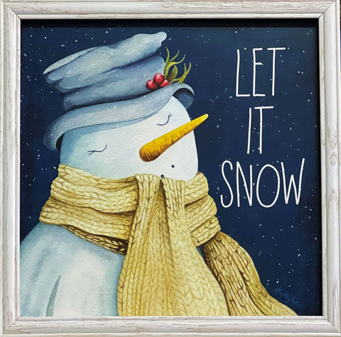 Kelley Talent Let It Snow Snowman Art Print-Framed 13.25 x 13.25