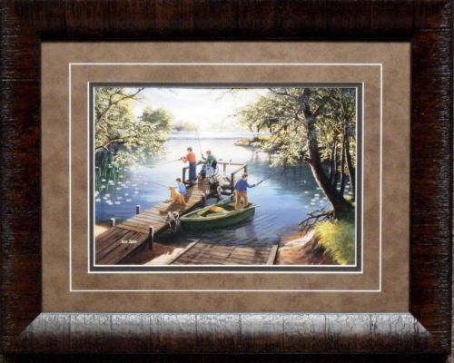 Ken Zylla Sunfishing Lake Children Fishing Print-Framed 19 x 15