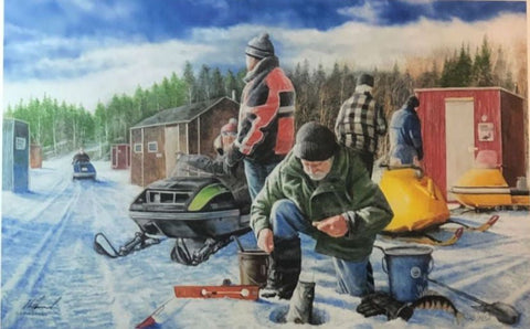 Kevin Daniel Good Old Days S/N Snowmobile Lake Art Print 21 x 13.5