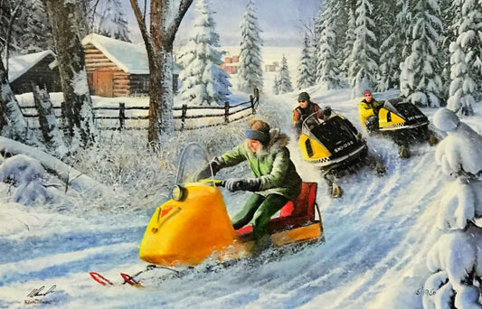 Kevin Daniel Three of a Kind Snowmobile Art Print
