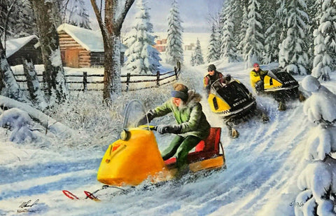 Kevin Daniel Three of a Kind Snowmobile Art Print