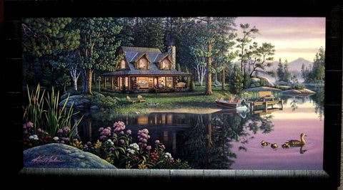Kim Norlien Golden Moments Lodge Cabin Duck Print Framed