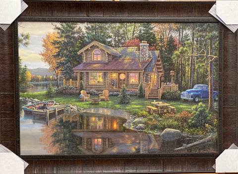 Kim Norlien Peace Like a River Cabin Lake Art Print-Framed 36 x 25.5