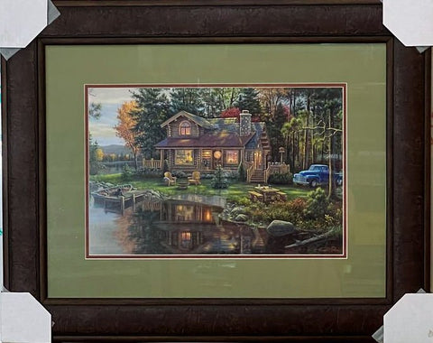 Kim Norlien Peace Like a River Cabin Lake Print-Framed  27 x 21