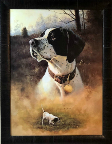 Larry Chandler German Shorthair with Pup Art Print-Framed