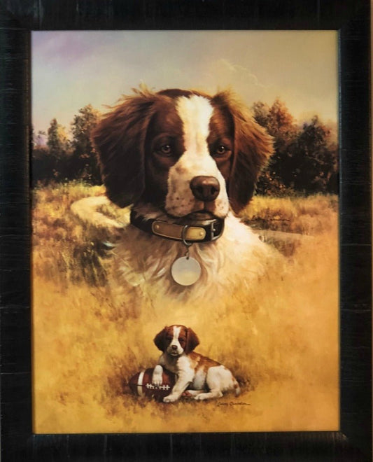 Larry Chandler Springer Spaniel with Pup Art Print-Framed