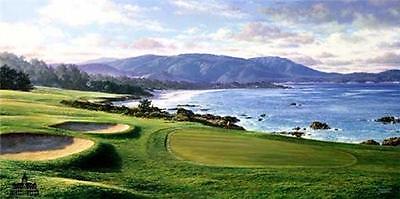 Larry Dyke "Pebble Beach" SN Golf Print with Certificate 34" x 17"