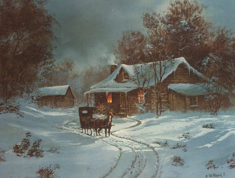 Ted Blaylock Winter Night Delivery Horse and Doctor Art Print