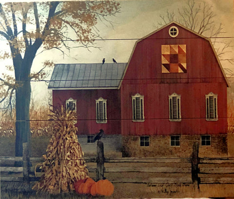 Billy Jacobs Autumn Leaf Quilt Block Barn Pallet Art-Made of Wood