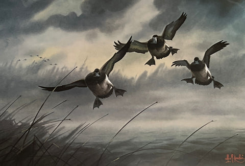 Les Kouba Big Bills Barrel'n In S/N Duck waterfowl Art Print 24 x 18