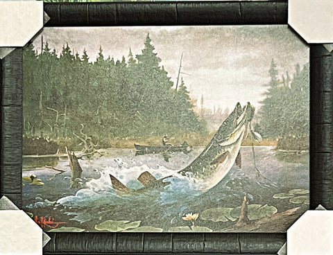 Les Kouba Live Log Fishing Art Print Framed 26 x 19.5