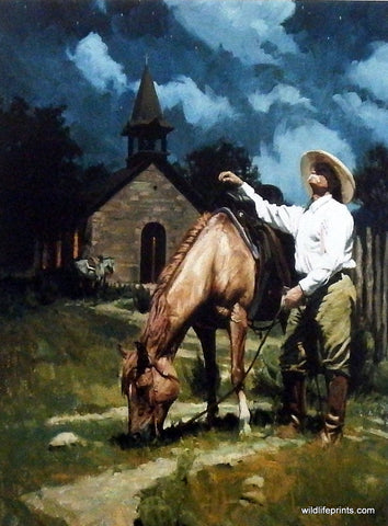 Bruce Greene Cowboy Inspirational Church Print