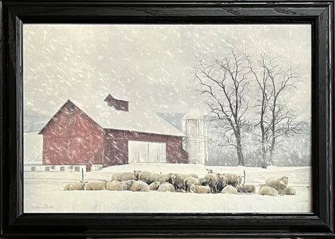 Lori Dieter Sheep Farm Art Print Talk is Sheep Studio Canvas Framed 20.75 x 14.75