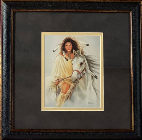 Maija Native American Maiden and Horse Art Print Mystic Rider 13 x 13