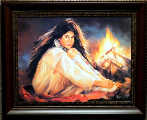 Maija Night Spirits Women and Fire Art Print-Framed