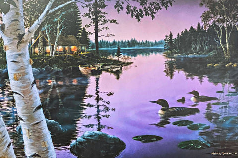 Mark Daehlin Cabin Lake Loon Print Summertime 18 x 12