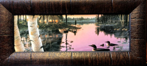 Mark Daehlin Summertime Loon Lake Art Print -Framed 17.5 x 8
