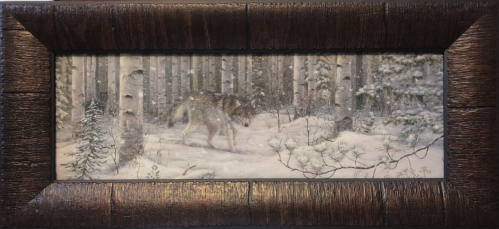 Mark Daehlin Watched Wolf Print-Framed 17.5 x 8