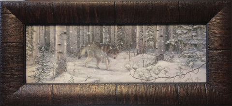 Mark Daehlin Watched Wolf Print-Framed 17.5 x 8
