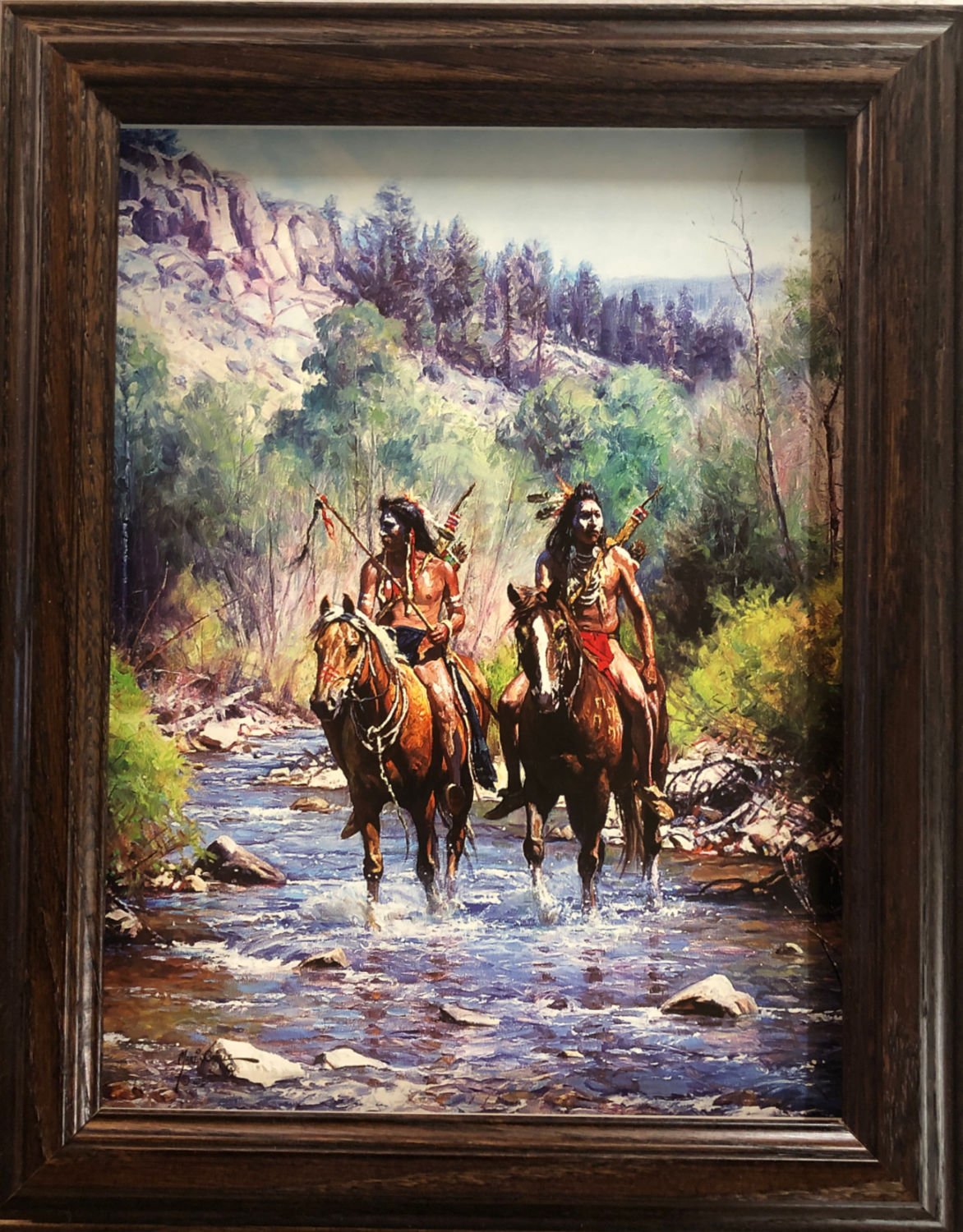 Martin Grelle Framed Decorator Native American Print Where the Horses Leave No Tracks 11.5x14.5