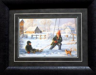 Mary Pettis Litte Brother Farm Sled Print-Framed 19 x 15