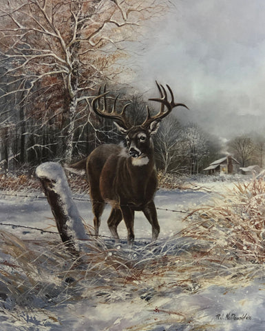 McDonald, Snow Day S/N Deer Buck Art Print  (17.5x21.5)