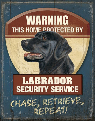 Mia Lane Warning Black Lab Security Tin Sign 12 x 16