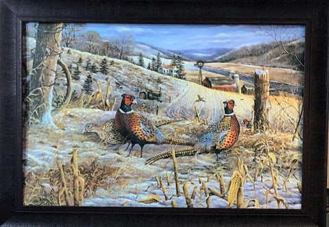 Ray Mertes Morning Glow Pheasant Farm Art Print Framed 33.5 x 23.5