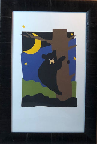 North Woods Bear Lake Moon Stars Art Print