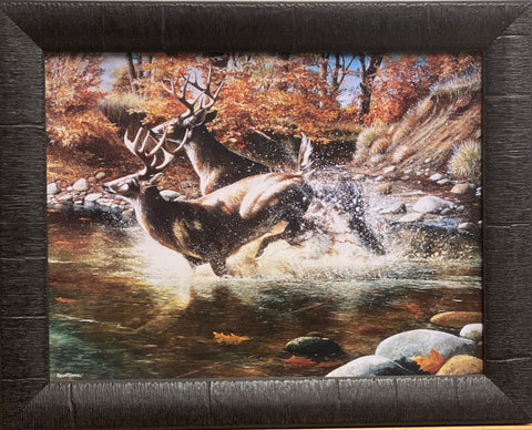Kevin Daniel On the Run Deer Buck Art Print-Framed